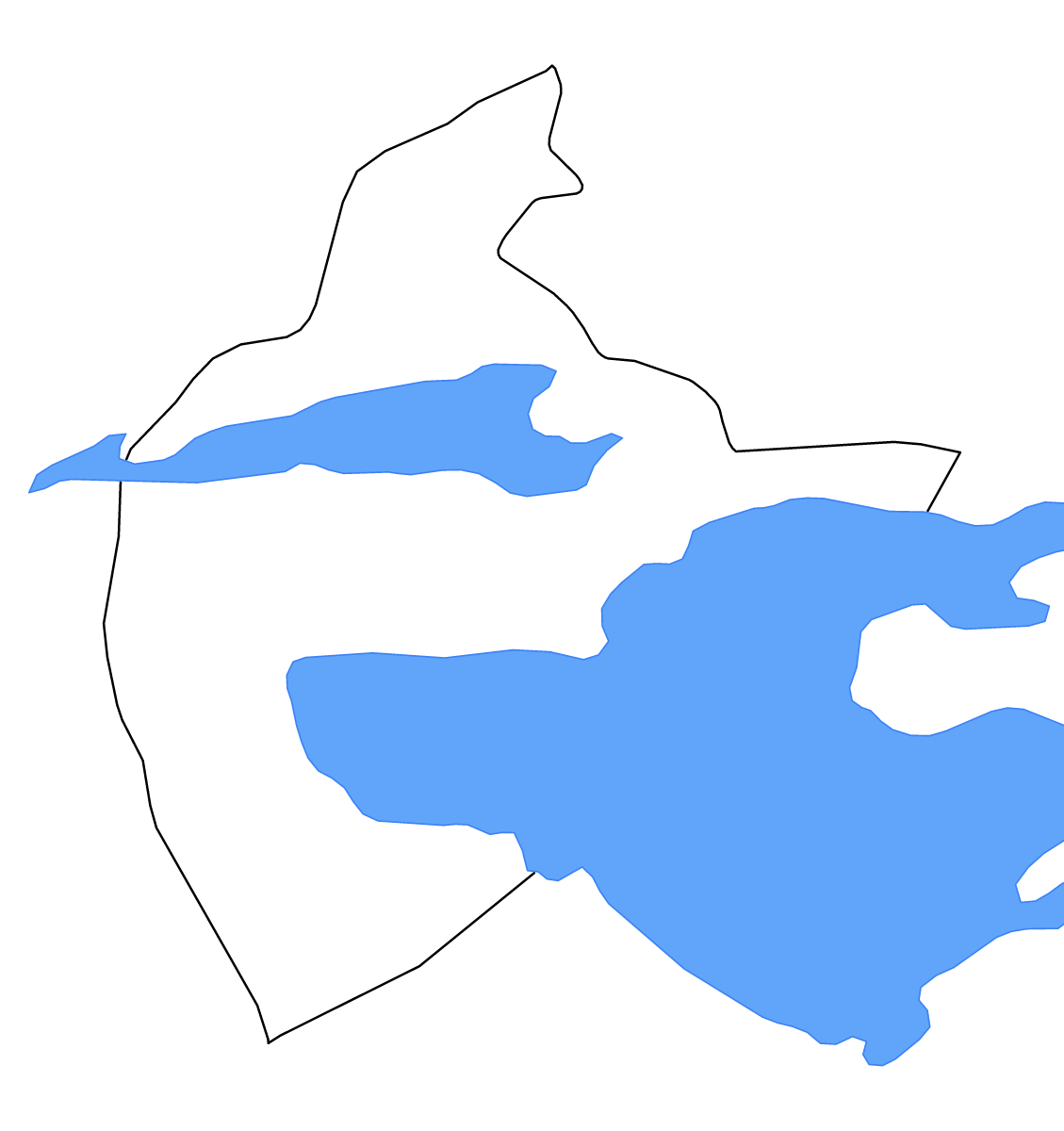 Mapa de contorno de Tozeur, Tunisia con lagos.