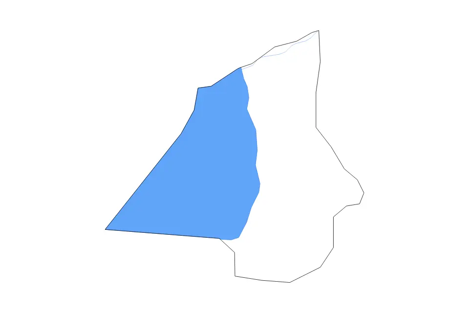Outline map of Buliisa County, Uganda with subdivision borders and major lakes and rivers.