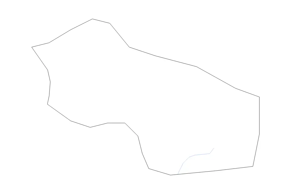 Outline map of Bushenyi District, Uganda with subdivision borders and rivers.