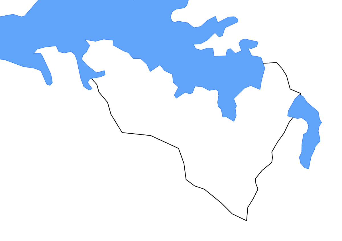 Mapa de contorno de Buyende, Uganda con lagos y ríos.