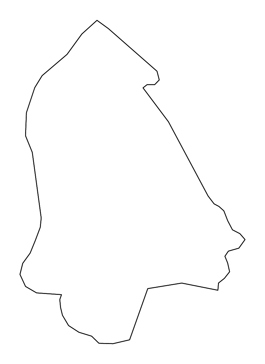 Outline map of Gulu County, Uganda with rivers.