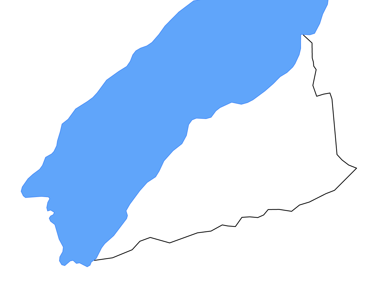 Outline map of Hoima District, Uganda with lakes and rivers.