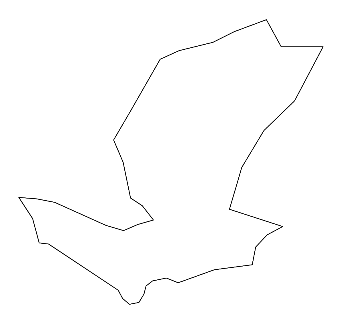 Outline map of Ibanda County, Uganda with rivers.