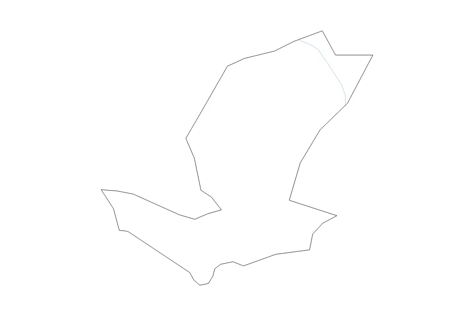 Outline map of Ibanda County, Uganda with subdivision borders and rivers.