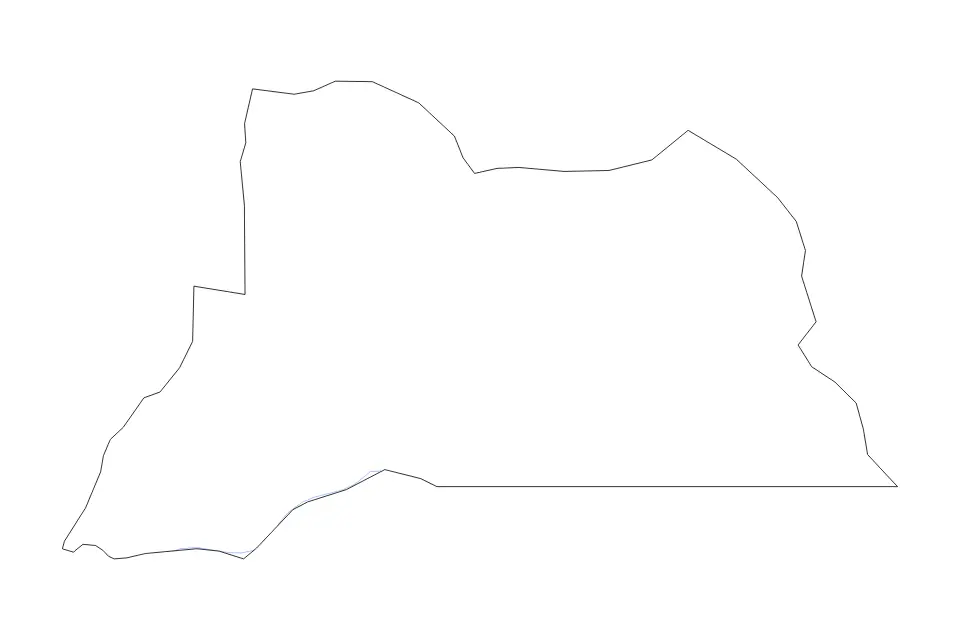 Mapa de Isingiro, Uganda de tipo contorno y ríos para África, con contorno y ríos con límites limpios.