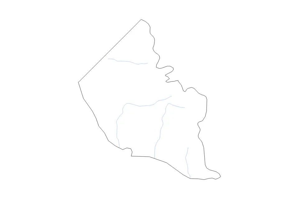 Mapa de Kaabong, Uganda de tipo contorno y ríos para África, con contorno y ríos con límites limpios.