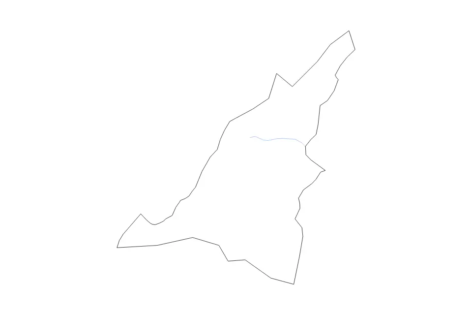 Outline map of Kabarole District, Uganda with subdivision borders and rivers.