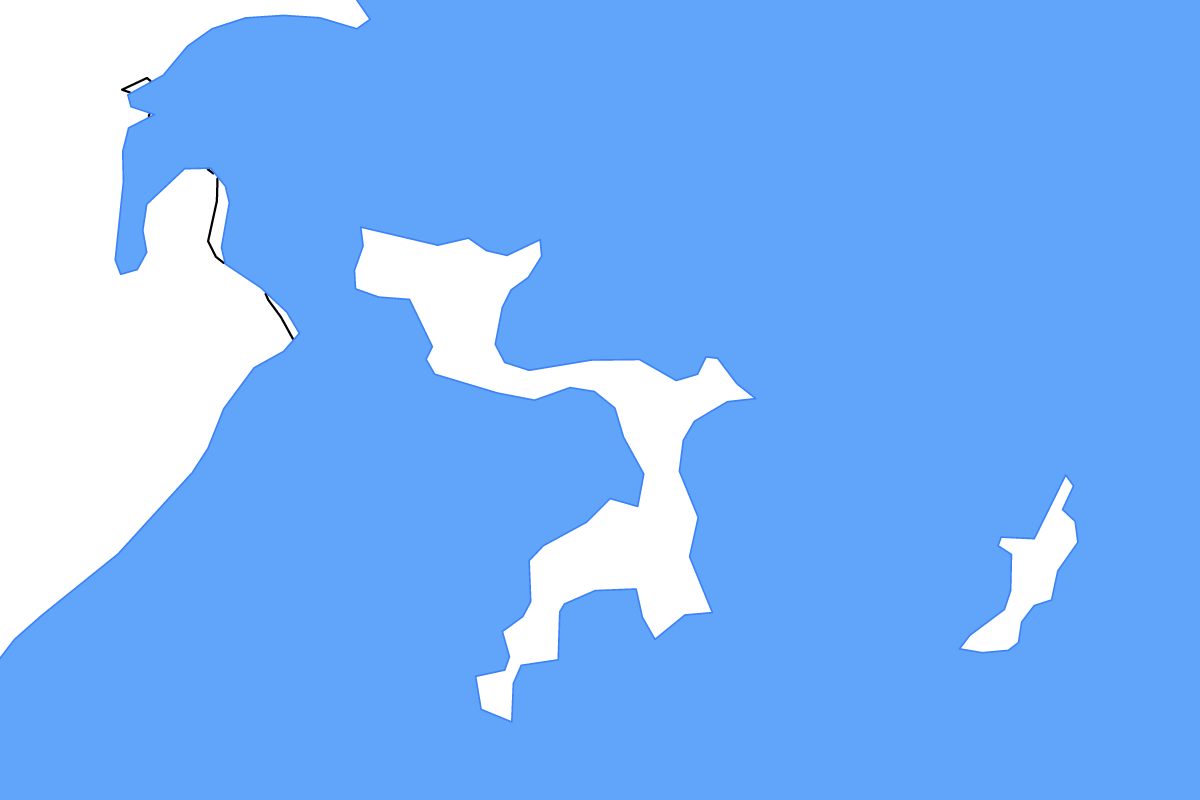 Carte de contour de Kalangala, Uganda avec lacs.