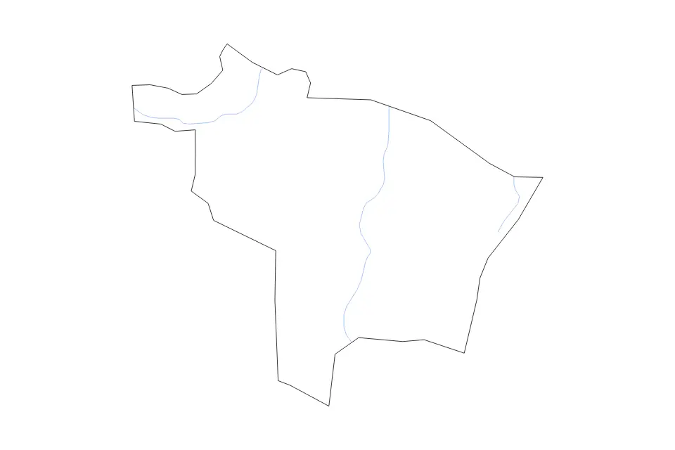 Mapa de Kotido, Uganda de tipo contorno y ríos para África, con contorno y ríos con límites limpios.