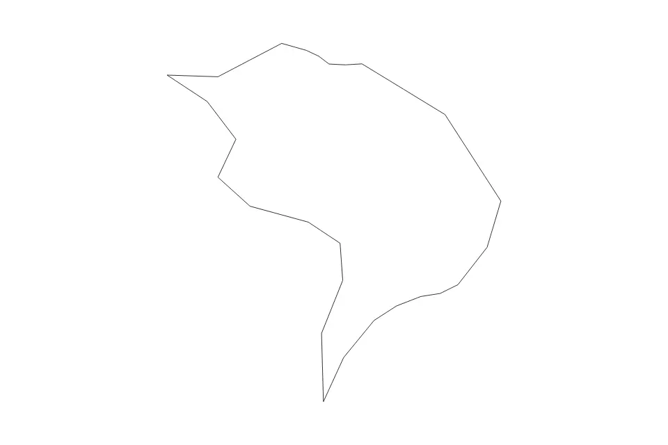 Outline map of Kween District, Uganda with subdivision borders.