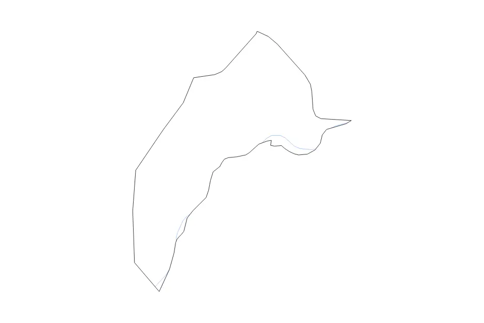 Outline map of Moyo District, Uganda with subdivision borders and rivers.