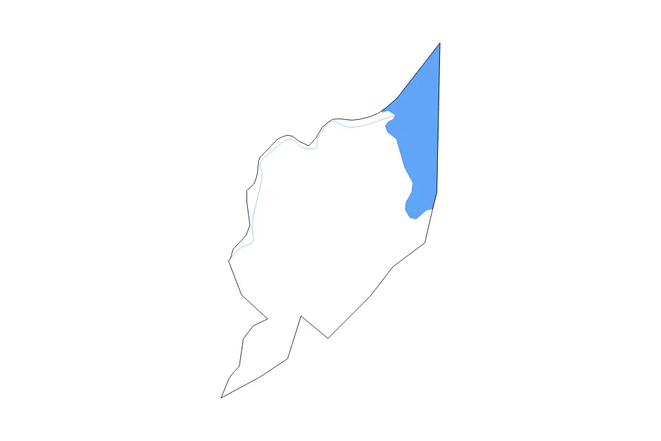 Outline map of Ntoroko District, Uganda with subdivision borders and major lakes and rivers.