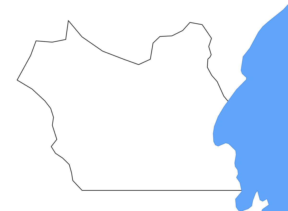 Mapa de contorno de Rakai, Uganda con lagos y ríos.
