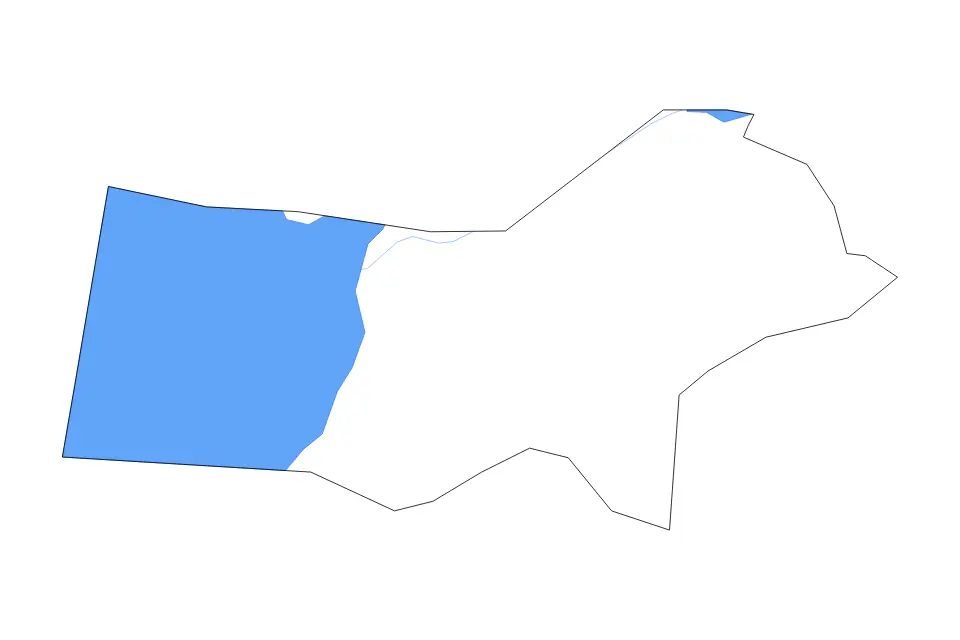 Outline map of Rubirizi District, Uganda with subdivision borders and major lakes and rivers.
