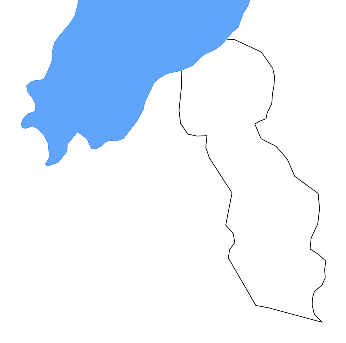 Mapa de contorno de Rukungiri, Uganda con lagos y ríos.