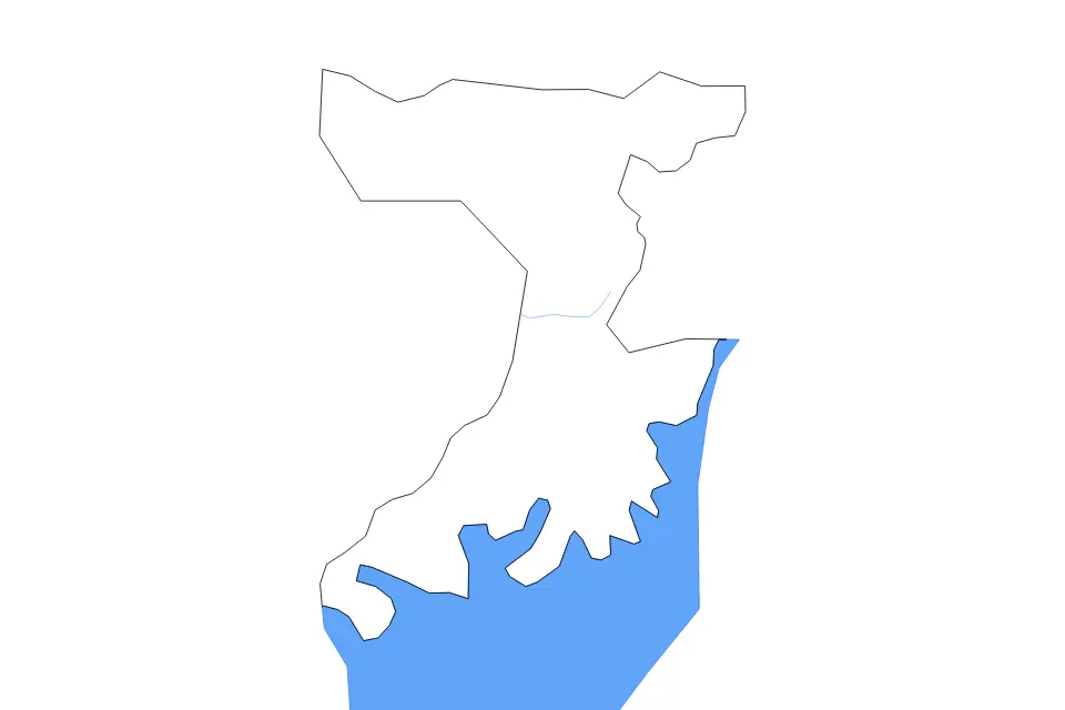 Mapa de Wakiso, Uganda de tipo contorno, lagos y ríos para África, con contorno, lagos y ríos con elementos de agua como Lake Victoria.
