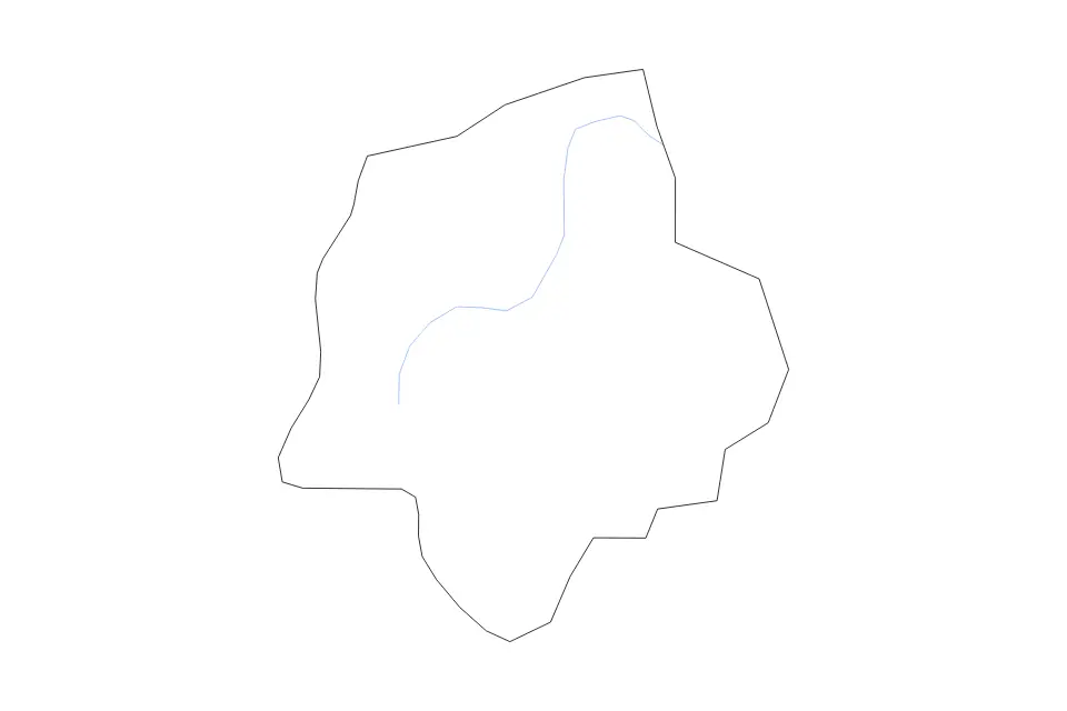 Outline map of Zombo District, Uganda with subdivision borders and rivers.