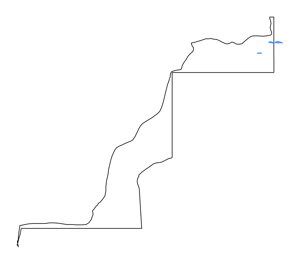 Mapa de contorno de Western Sahara con lagos y ríos.