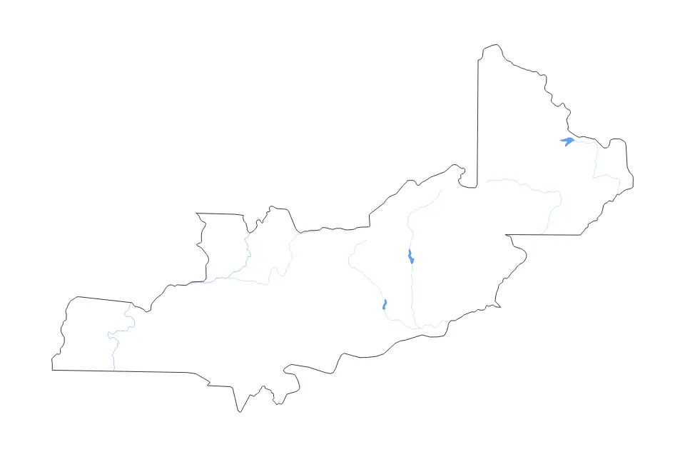Mapa de Central, Zambia de tipo contorno, lagos y ríos para África, con contorno, lagos y ríos con elementos de agua como Mita Hills Dam, Lake Lusiwasi y Mulungushi Dam.