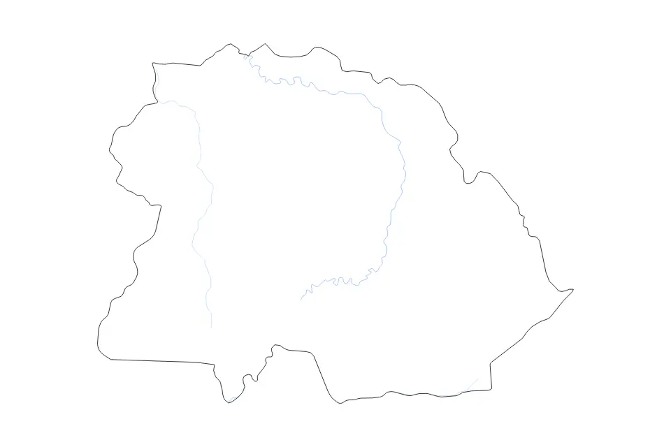 Carte de Copperbelt, Zambia de type contour et rivières pour Afrique, montrant contour et rivières avec des limites nettes.
