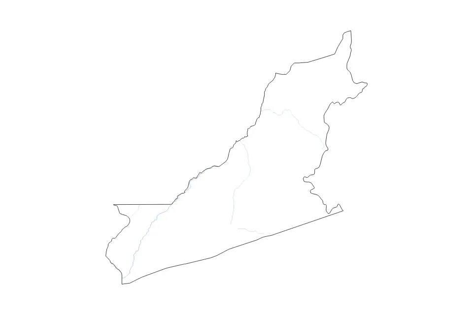 Carte de Eastern, Zambia de type contour et rivières pour Afrique, montrant contour et rivières avec des limites nettes.