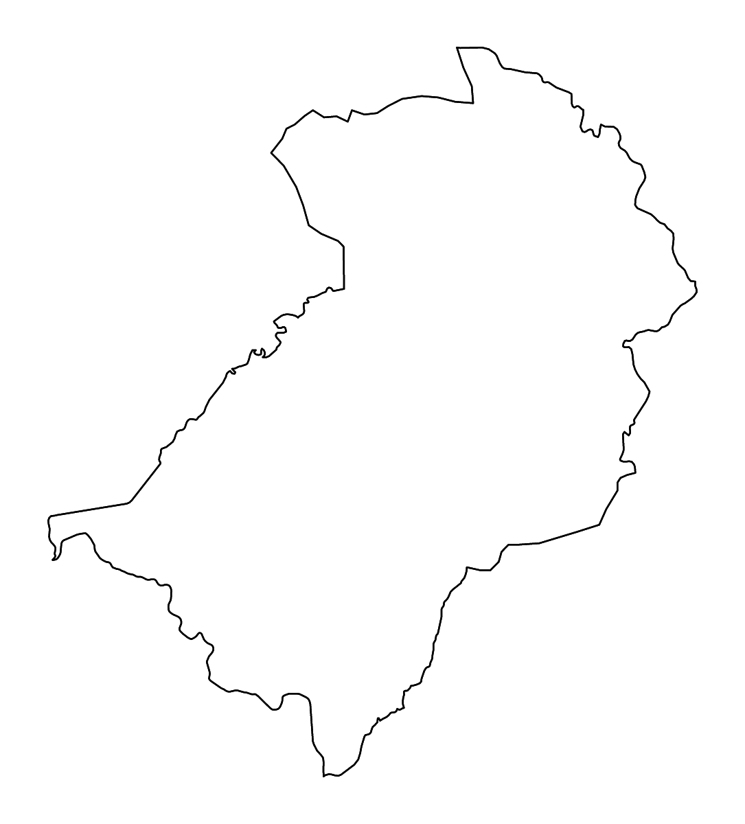 Carte de contour de Muchinga, Zambia avec rivières.