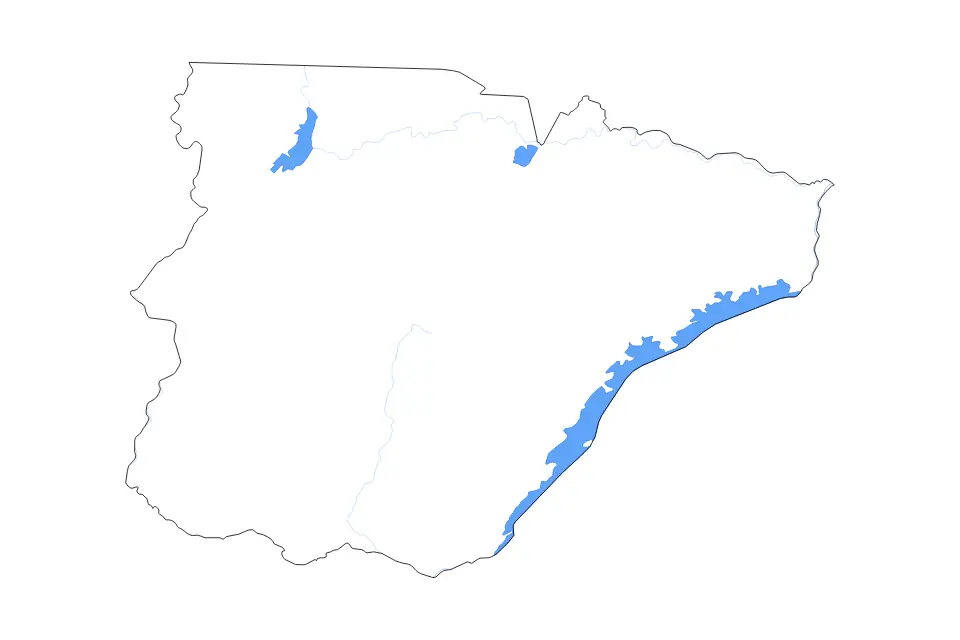 Carte de Southern, Zambia de type contour, lacs et rivières pour Afrique, montrant contour, lacs et rivières avec des éléments hydrographiques comme Lake Kariba, Lake Manyeke et Lake Itezhi-Tezhi.