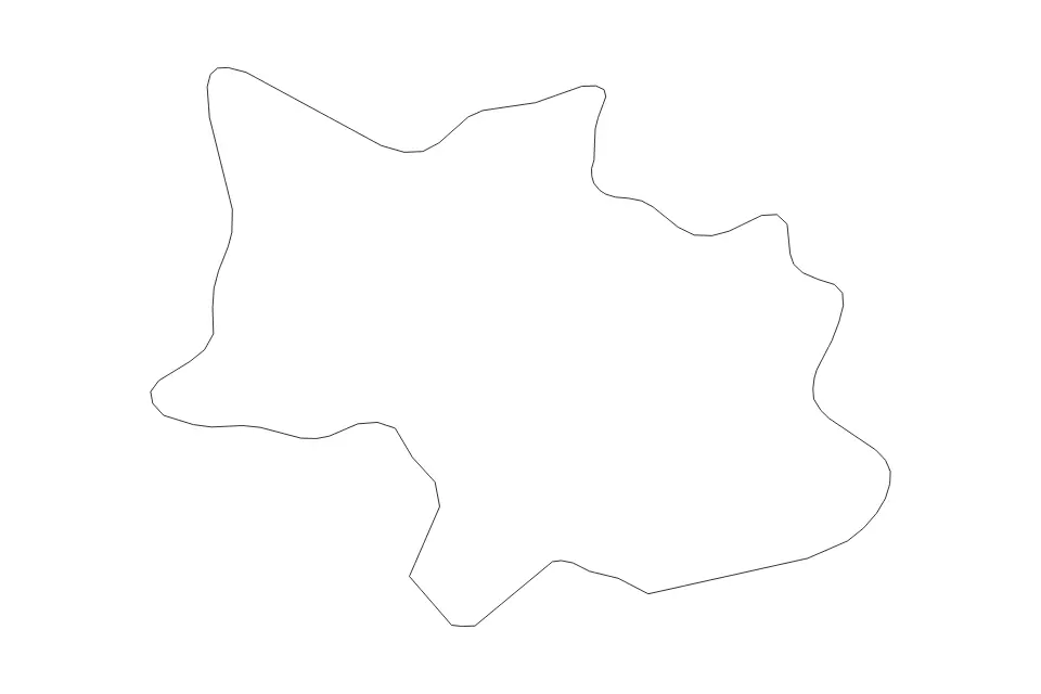 Outline map of Bulawayo City, Zimbabwe with subdivision borders.