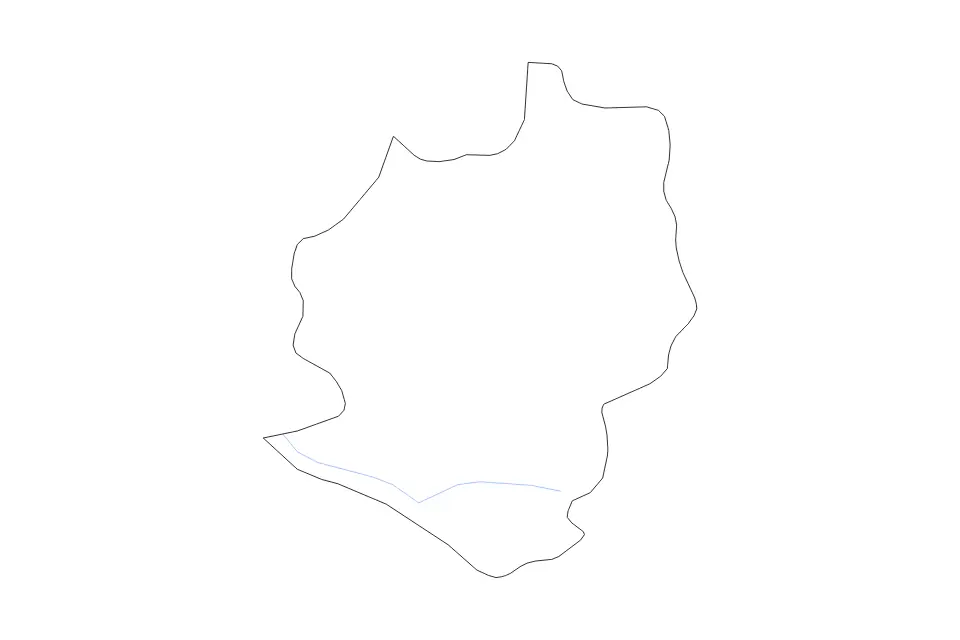 Outline map of Harare City, Zimbabwe with subdivision borders and rivers.