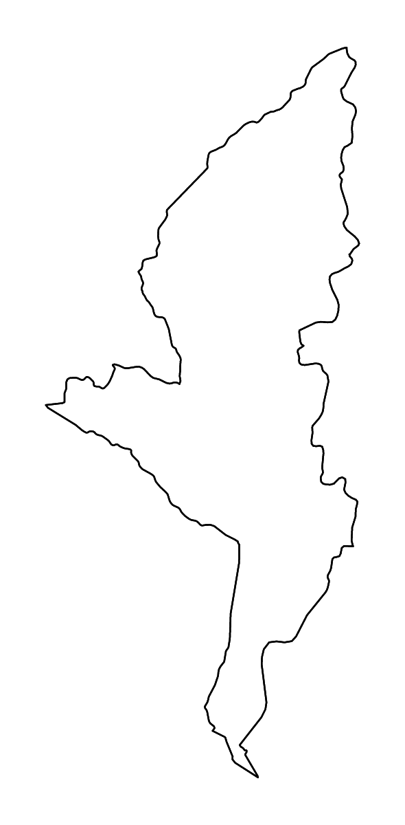 Mapa de contorno de Manicaland, Zimbabwe con ríos.
