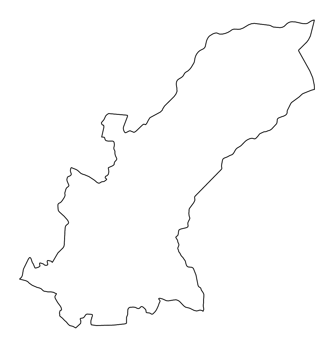 Carte de contour de Mashonaland East, Zimbabwe avec rivières.
