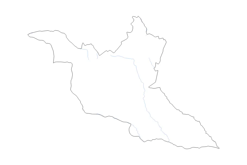 Mapa de Matabeleland South, Zimbabwe de tipo contorno y ríos para África, con contorno y ríos con límites limpios.