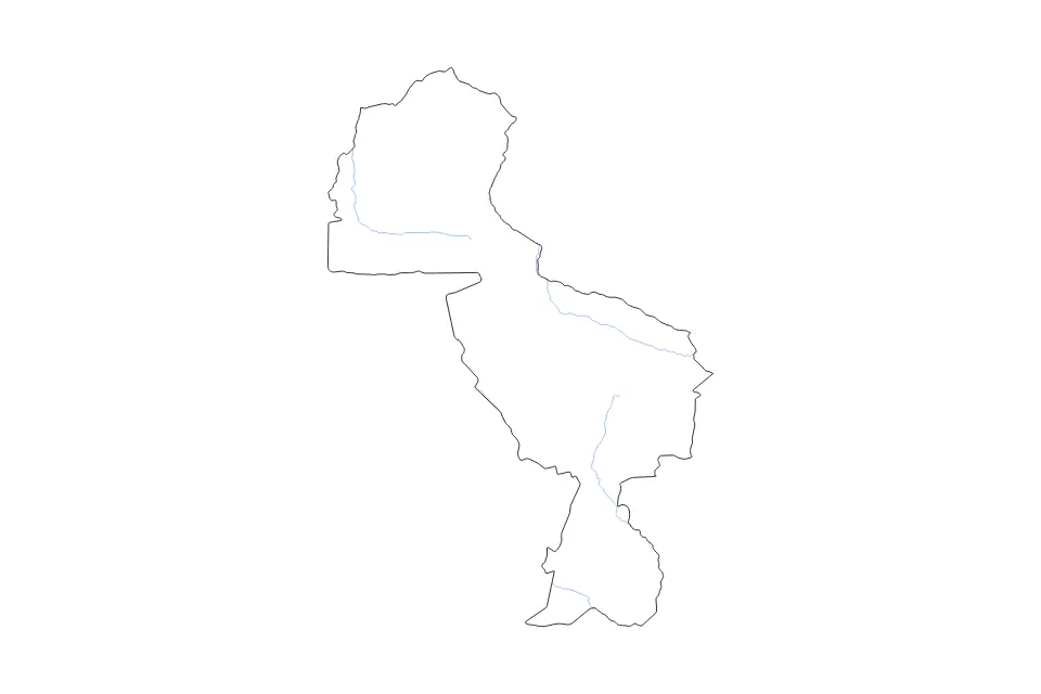 Mapa de Midlands, Zimbabwe de tipo contorno y ríos para África, con contorno y ríos con límites limpios.