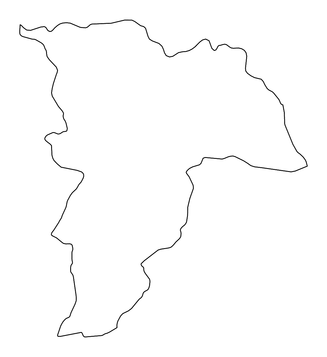 Mapa de contorno de Balkh, Afghanistan con ríos.