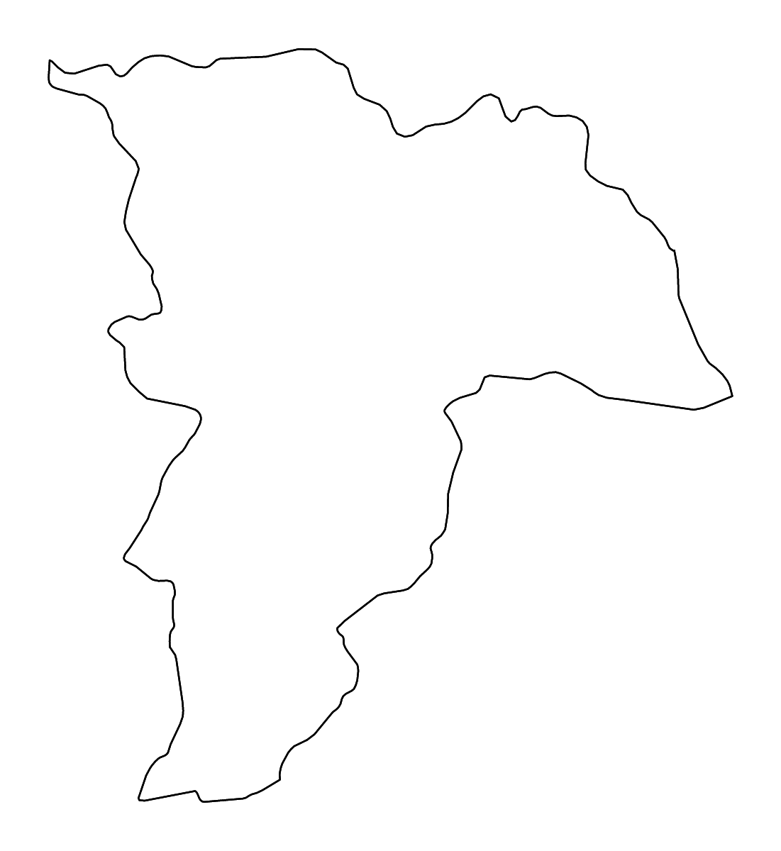 Mapa de contorno de Balkh, Afghanistan con ríos.