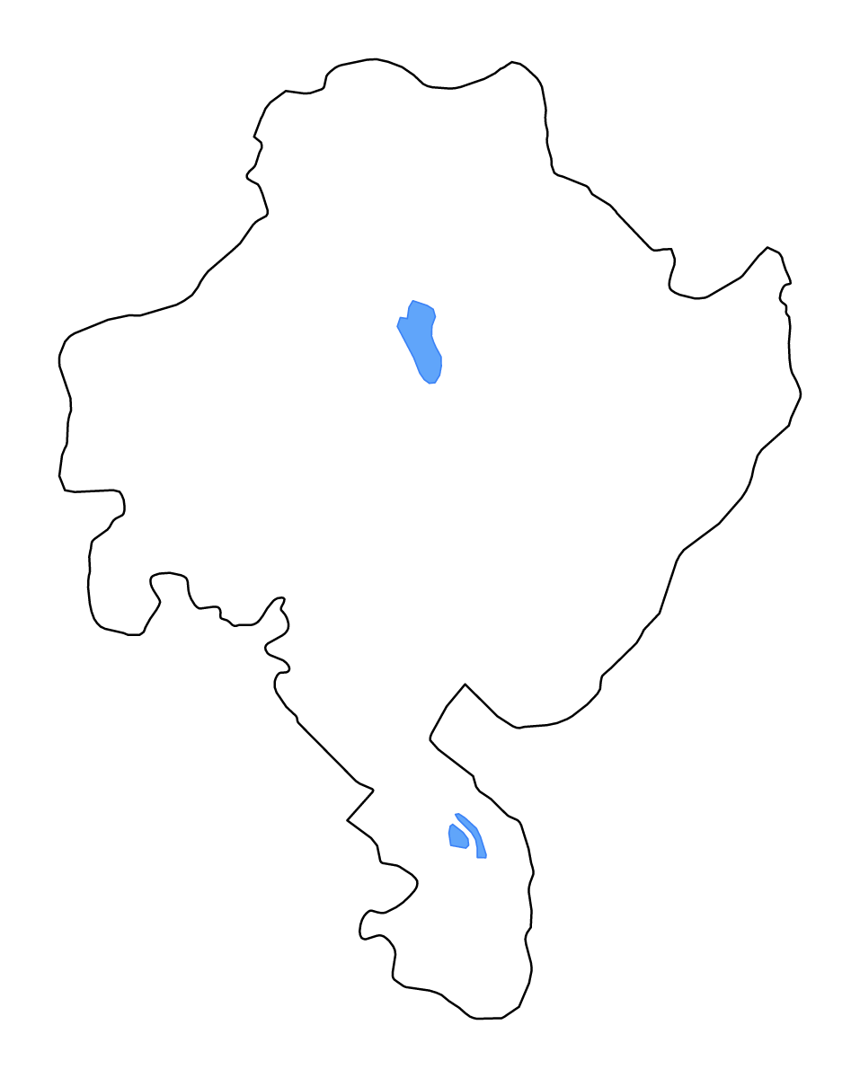 Outline map of Ghazni, Afghanistan with lakes and rivers.