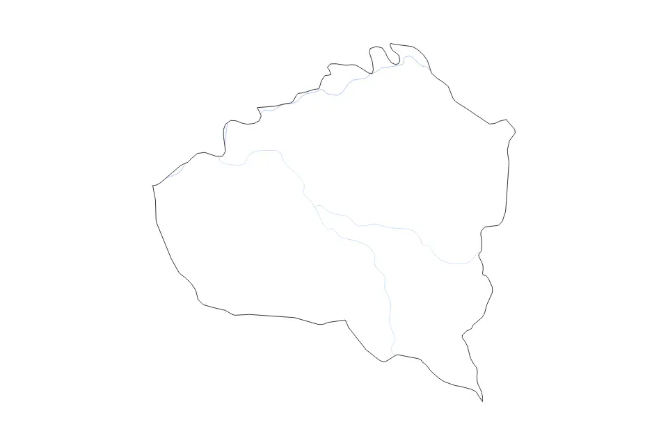 Mapa de Kunduz, Afghanistan de tipo contorno y ríos para Asia, con contorno y ríos con límites limpios.