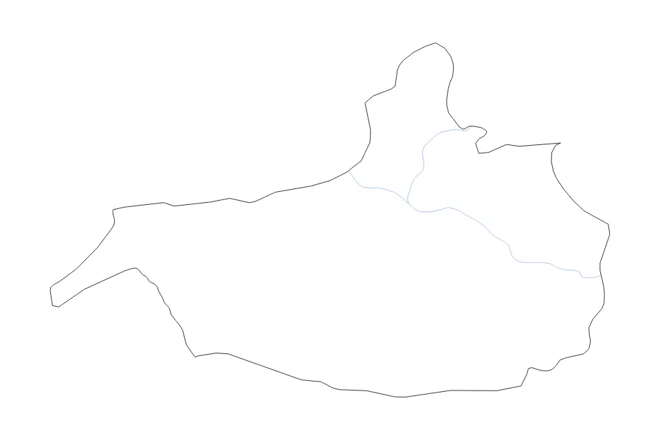 Outline map of Nangarhar, Afghanistan with subdivision borders and rivers.