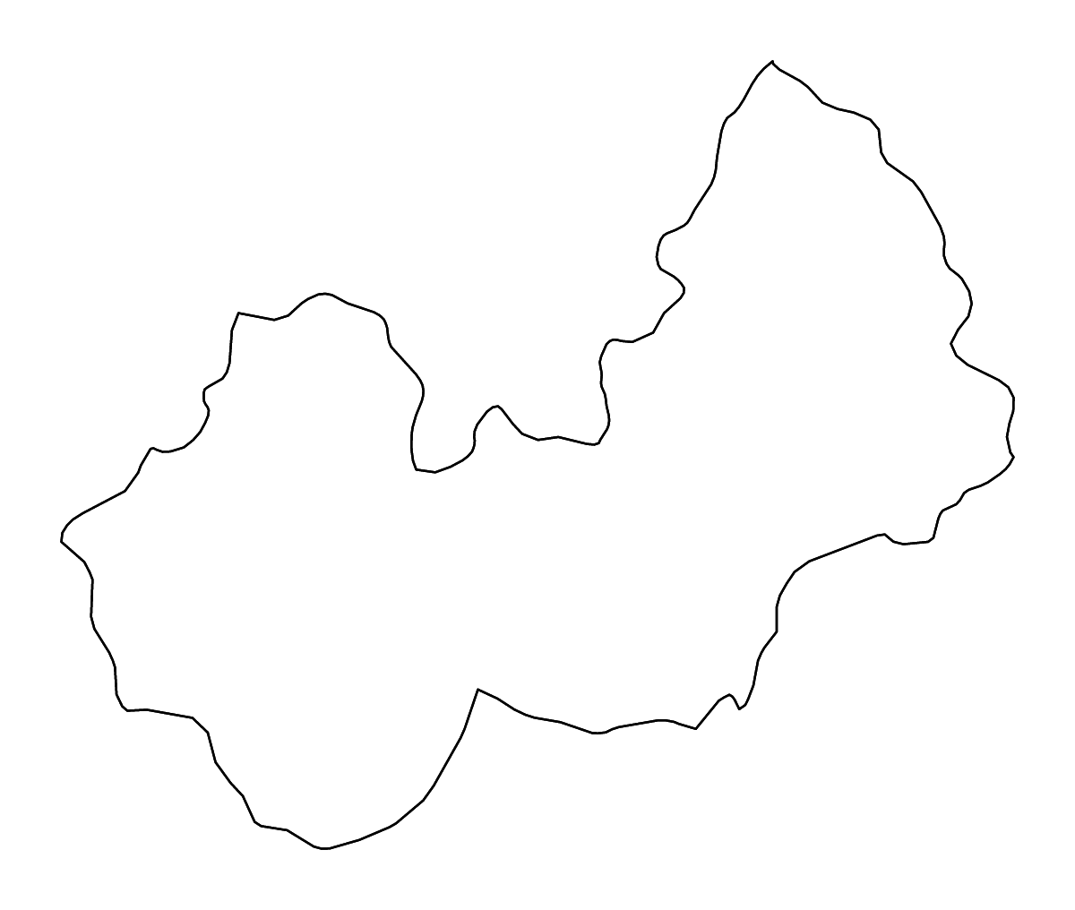 Mapa de contorno de Nuristan, Afghanistan con ríos.