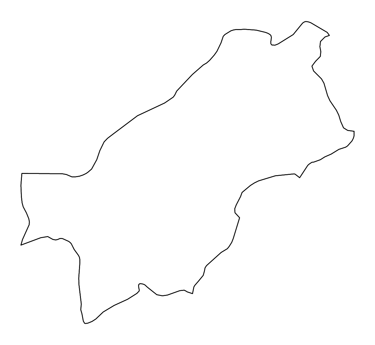 Mapa de contorno de Paktia, Afghanistan con ríos.