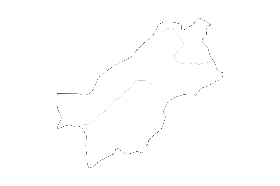 Carte de Paktia, Afghanistan de type contour et rivières pour Asie, montrant contour et rivières avec des limites nettes.