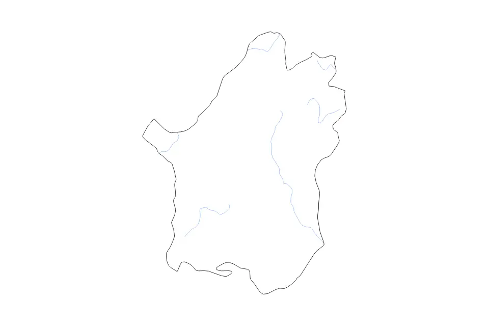 Outline map of Paktika, Afghanistan with subdivision borders and rivers.