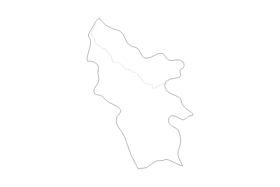 Outline map of Syunik, Armenia with subdivision borders and rivers.