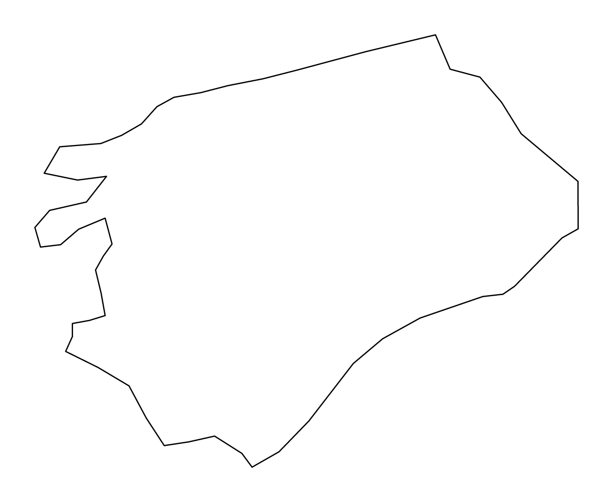 Outline map of Fuzuli District, Azerbaijan.