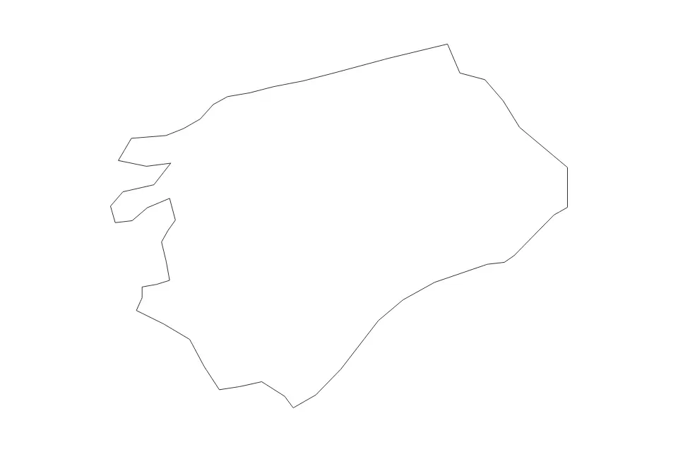 Outline map of Fuzuli District, Azerbaijan with subdivision borders.