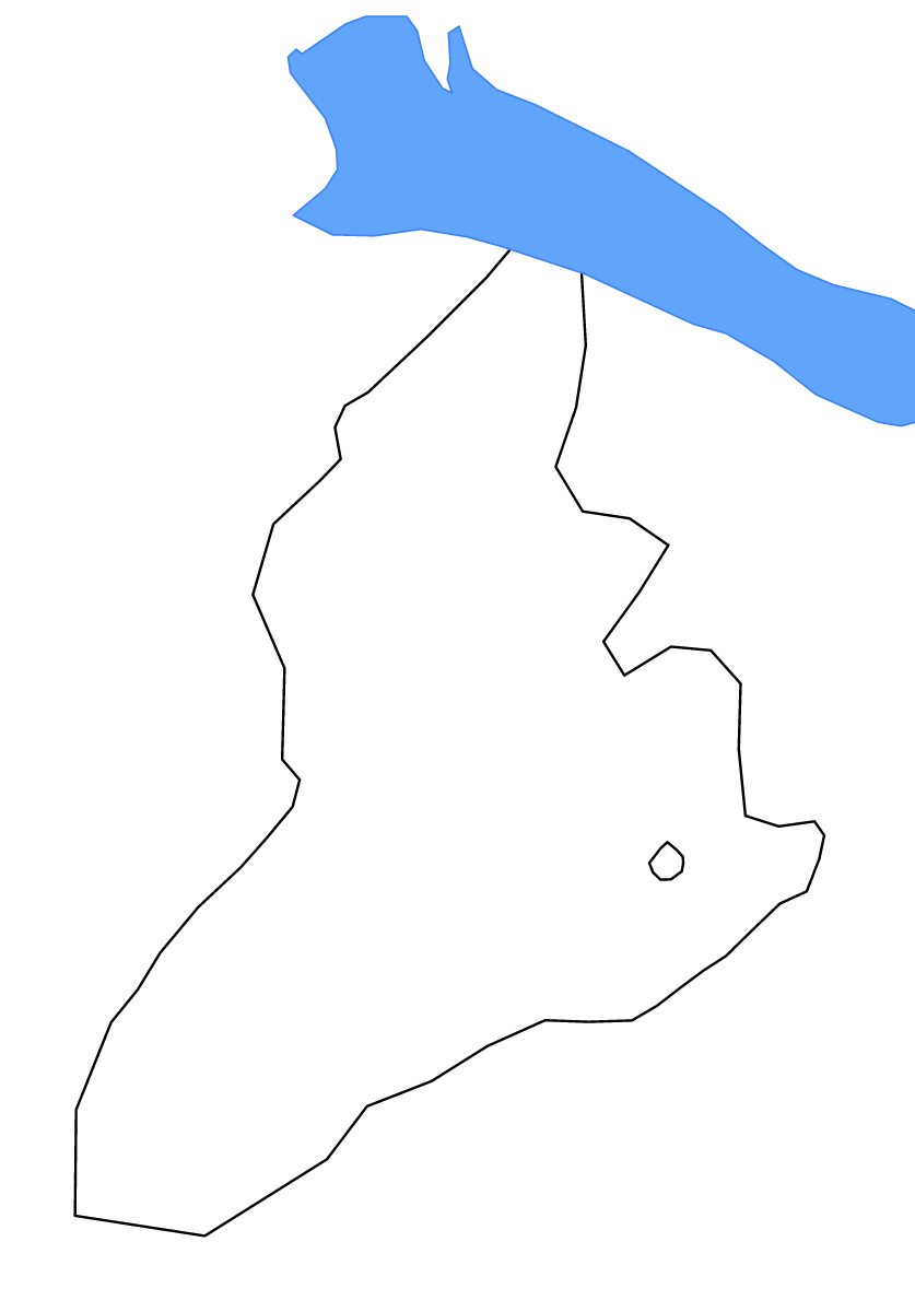Outline map of Goranboy District, Azerbaijan with lakes.