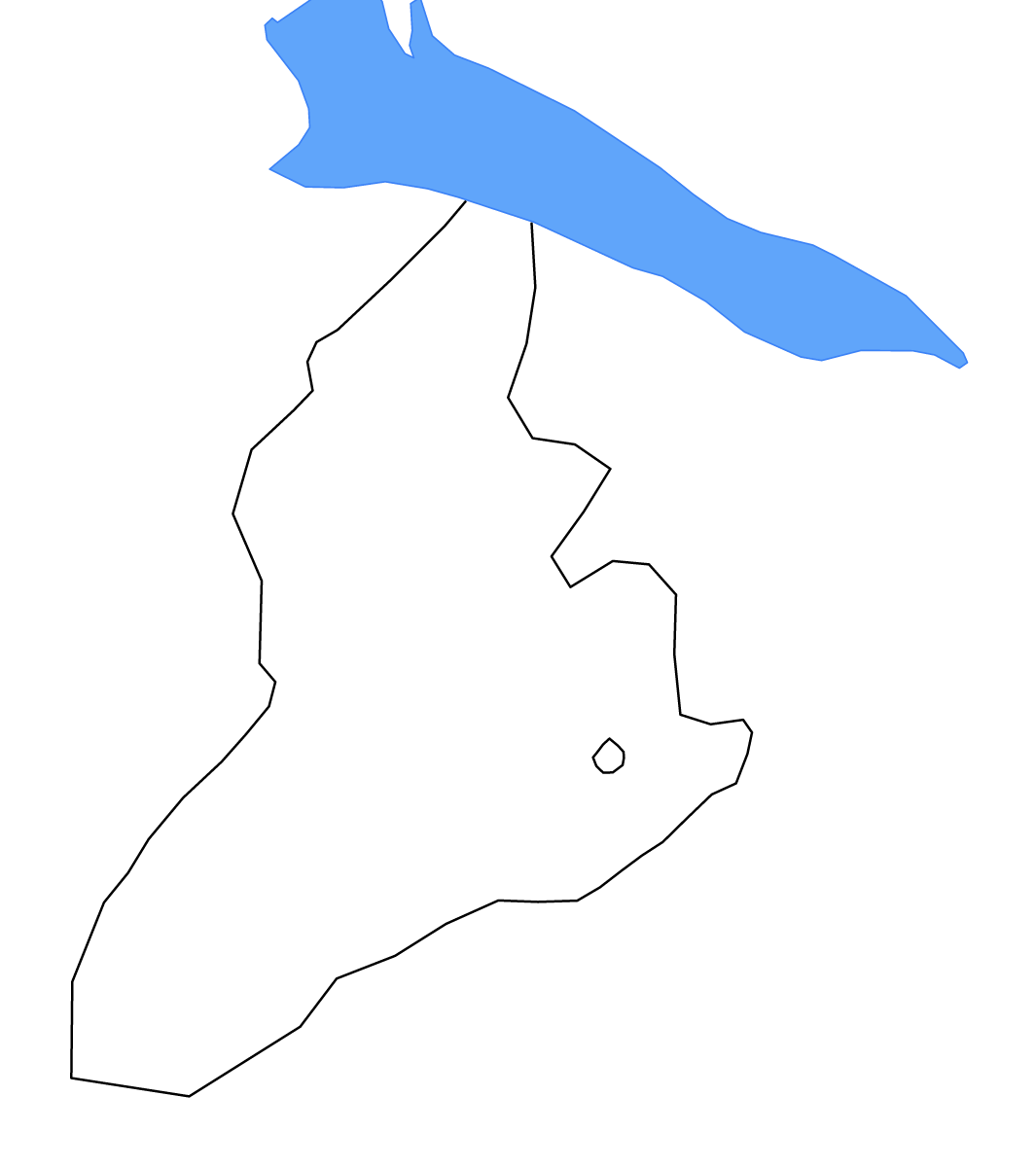 Carte de contour de Goranboy, Azerbaijan avec lacs.