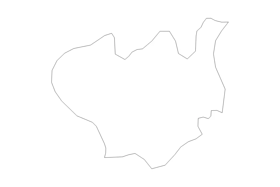 Outline map of Jalilabad District, Azerbaijan with subdivision borders.