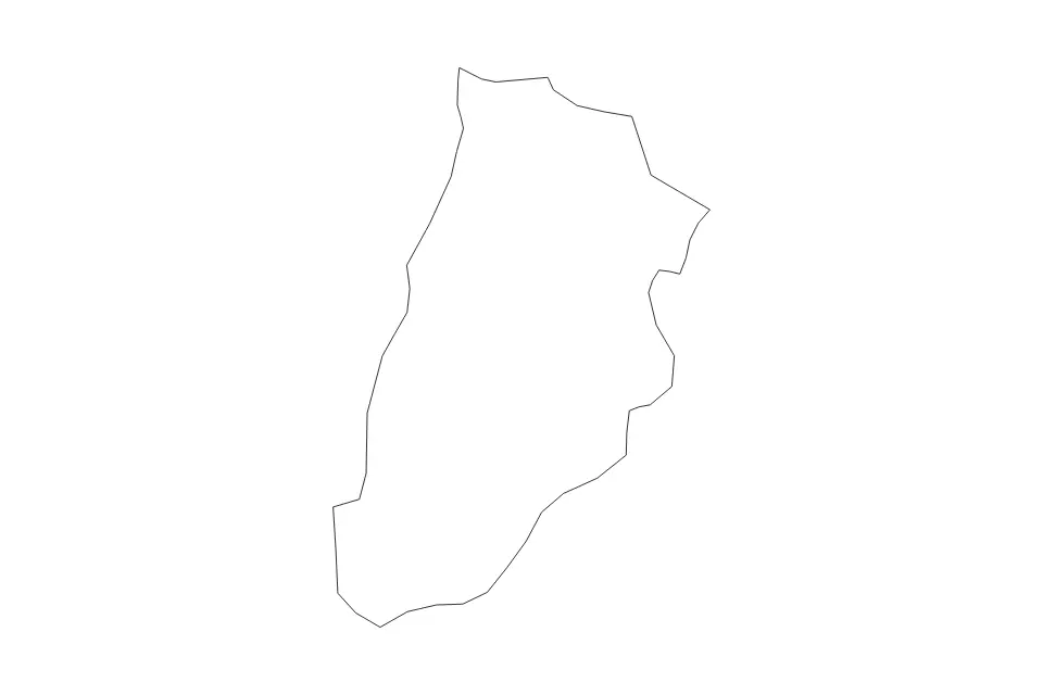 Outline map of Qabala District, Azerbaijan with subdivision borders.