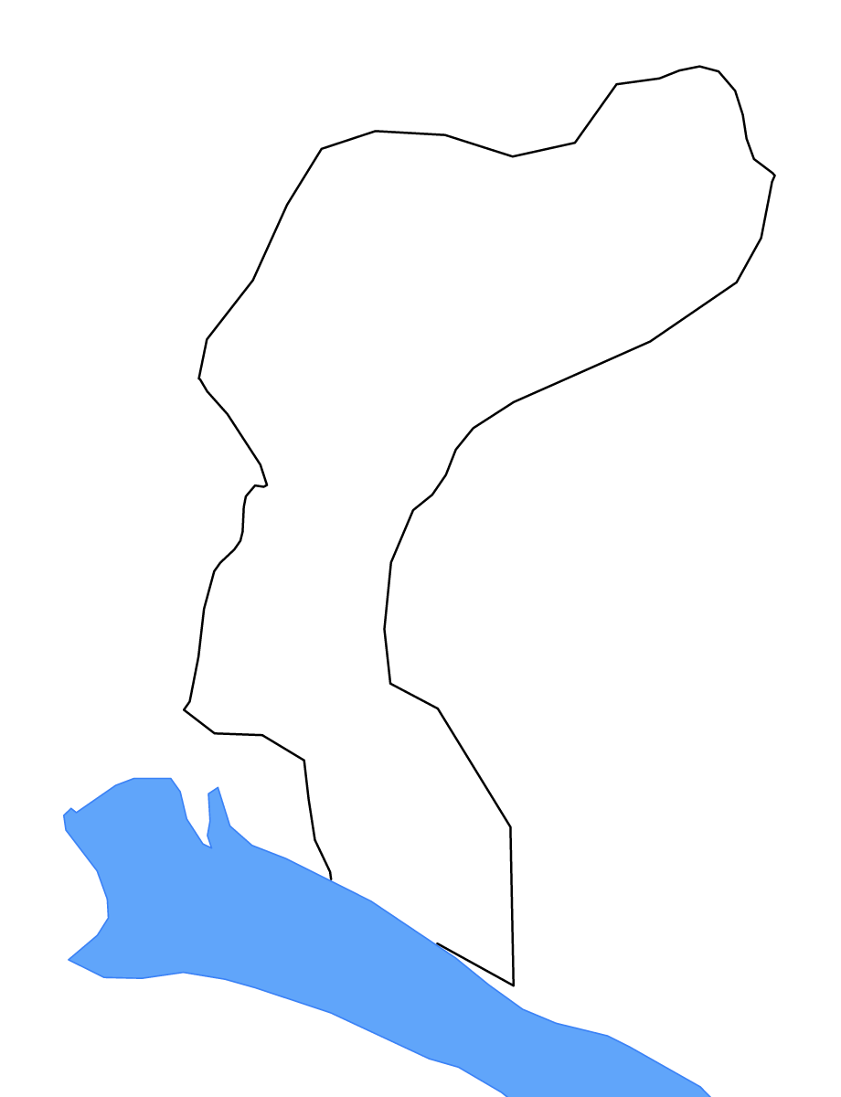 Carte de contour de Qakh, Azerbaijan avec lacs et rivières.